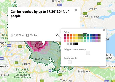 google my maps isochrone map.